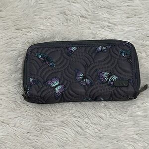 Butterfly Patterned Gray Wallet
